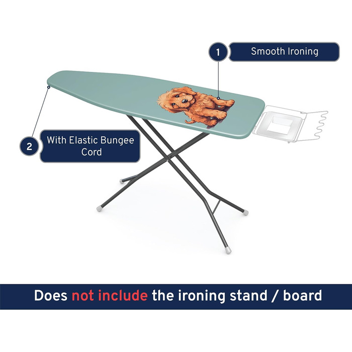 Покриття для прасувальної дошки Encasa XO Wildbluen, 112x33 см, 4 мм, з фіксувальним гумкою та силіконовою підставкою для праски