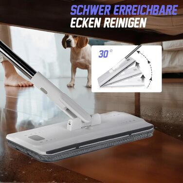 Набір для миття підлоги Masthome з відром: плоский моп, 3 мікрофібрових насадки, відро з нержавіючою сталею, моп з функцією віджиму, для прибирання підлоги (фіолетовий)