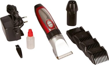 Акумуляторна машинка для стрижки Kerbl Sonic з аксесуарами, червона та срібна