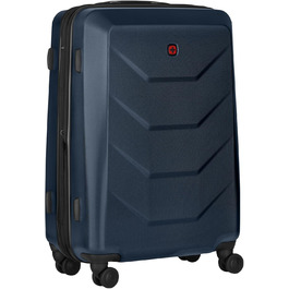 WENGER Pryo Hard Shell Suitcase with 4 Wheels, Trolley, Medium Size, 59 (67) L, Security Lock, for Men, Travel Vacation, 612537 (Blue, M)