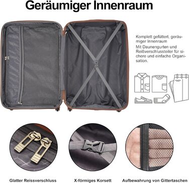 Набір валіз Merax 5-ти частинний: велика, середня, маленька валіза, сумка та органайзер, ABS, TSA-замок, розширюється, бежевий колір