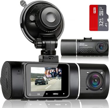 Відеореєстратор Abask J05 Full HD 1080P для авто з SD-картою 32GB, кут огляду 310°, нічна зйомка, паркування, G-сенсор