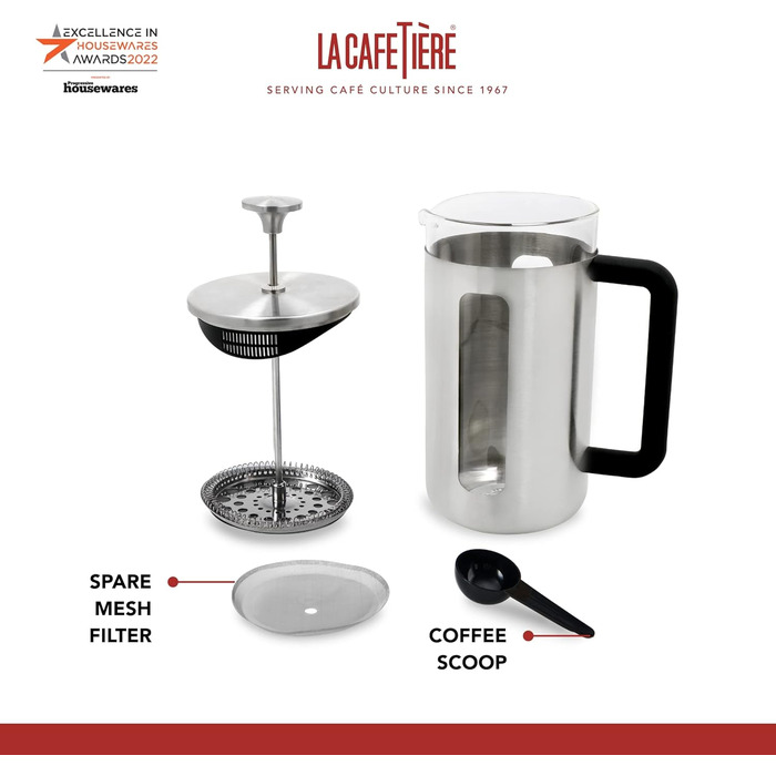 Френч-прес La Cafetière Pisa з нержавіючої сталі, 3 чашки, зелений, у подарунковій коробці (срібло)