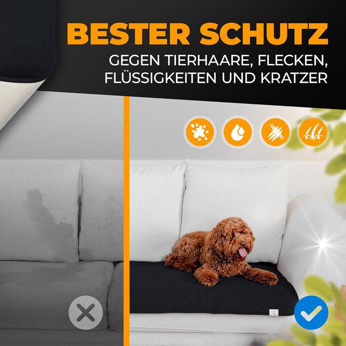 Водонепроникний килимок для собак SympaTierisch - захист дивану та ліжка - великий розмір (130 x 100 см) - чорний колір - легко перуться