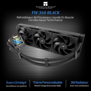 Thermalright FW 360 - рідинна система водяного охолодження CPU з 3 вентиляторами PWM, LCD-дисплей 320*240, підтримка AMD/Intel (AM4/AM5/LGA1700/1851)