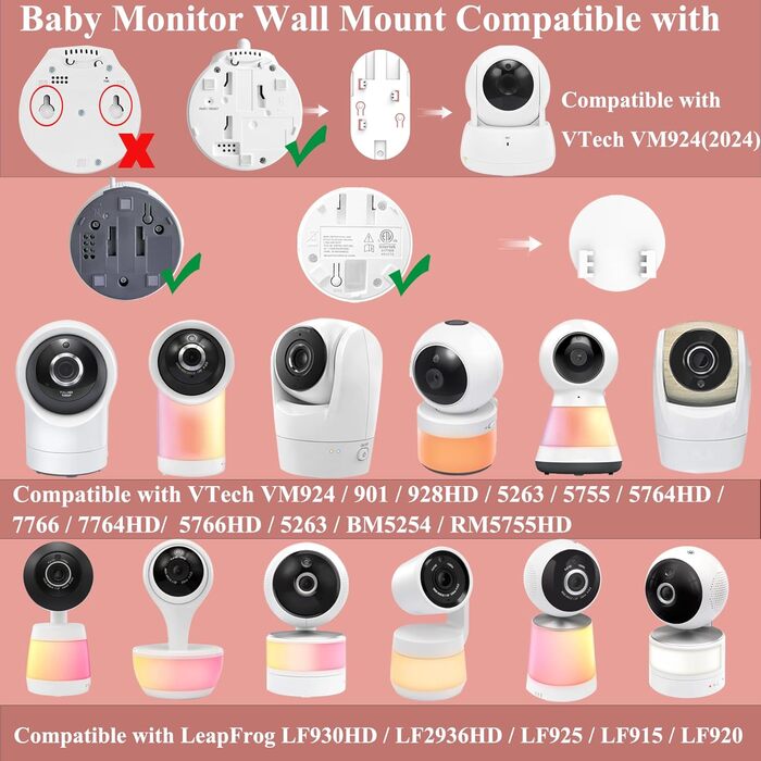 Кріплення для дитячого відеоняні Derebir, сумісне з GHB, BOIFUN, Momcozy, VTech, Leapfrog (18.3 дюйми)