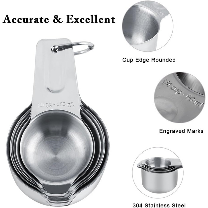 13-Piece Measuring Cup and Spoon Set, High-Quality 304 Stainless Steel, Kitchen Measuring Set for Baking and Cooking