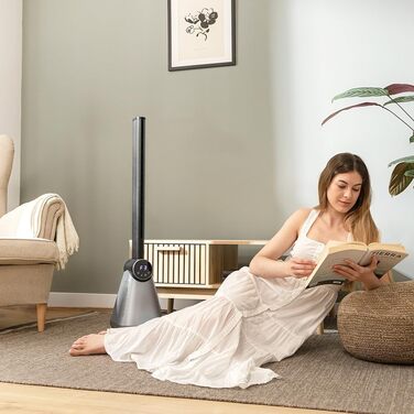 Вентилятор безлопатевий Cecotec EnergySilence 9890 Skyline, 100 см, 50 Вт, сенсорний LED-дисплей, пульт, 3 режими, 3 швидкості, таймер 15 год, кут розхитування 40º, сталева основа, чорний колір