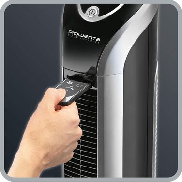 Турбовентилятор Rowenta Eole Infinite VU6670: 3 швидкості, таймер, пульт, автовимкнення, чорний, для дому