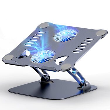 Підставка для ноутбука з регулюванням висоти та RGB вентилятором, складана з алюмінієвого сплаву, для MacBook, Laptop 10-17' (сіра)