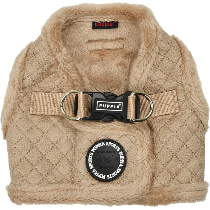 Нашийник для собак Puppia Douglas, Step-in, теплий, зимовий, вільний крій, в забавний візерунок у вигляді ромбічних фігур, для маленьких та середніх собак, бежевий, розмір M