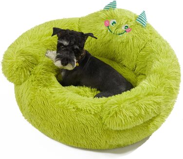 Jiupety Dog Bed Cat Bed Fluffy, Donut Dog Bed for Large Dogs, Orthopedic Dog Bed Dog House Indoor, Dog Basket Size L (69 x 69 x 36 cm), Cartoon Dog Bed, Green