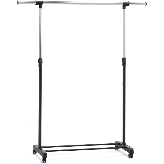 Amazon Basics Wardrobe with Two Shelves, White, ((91.5-145) x 42 x (134-161) cm (L x W x H), Chrome)