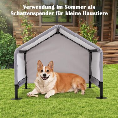 Будка для собак A.FATI Outdoor: сіра, 75x65x65 см, водонепроникна, з задньою стінкою, захист від сонця, для маленьких та середніх собак, котів, курчат, цуценят