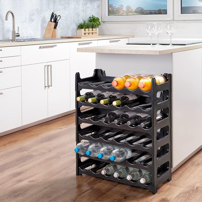 Bottle Rack - Modular, Stackable Design for 36 Bottles, Wine Rack Anthracite