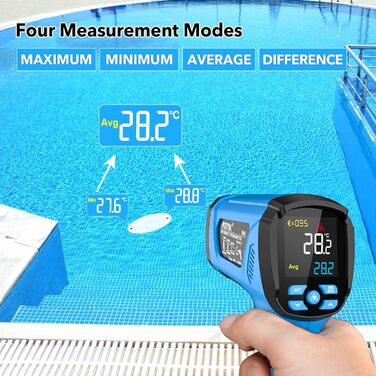 Інфрачервоний термометр MESTEK -40°C до 1600°C: цифровий лазерний вимірювач температури з K-зондом, LCD дисплеєм та сигналізацією. Підходить для кухні та промисловості.