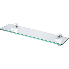 KES Shower Shelf for Hanging, Bathroom Shelf, Wall Shelf, Shower Glass Shelf, 8mm Shower Shelf, Bathroom Shelf, Tempered Glass with Shelf Supports, 60cm Brushed Nickel, BGS3201S60-2 (50 CM, Polished Chrome)