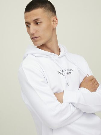 Чоловічий білий худі з капюшоном та логотипом JACK & JONES, розмір M