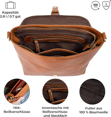 Сумка жіноча через плече Berliner Bags Catalina Vintage коричнева шкіра. Середня кросбоді сумка з магнітним закриттям