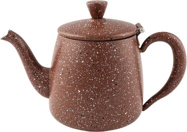 Café Olé PT-048 Cafe Ole Premium Teapot, 18/10 Stainless Steel, 48 Ounces, Drip-Free Pouring, Hollow Handles & Flip-Up Lid, (48oz, Red Granite)
