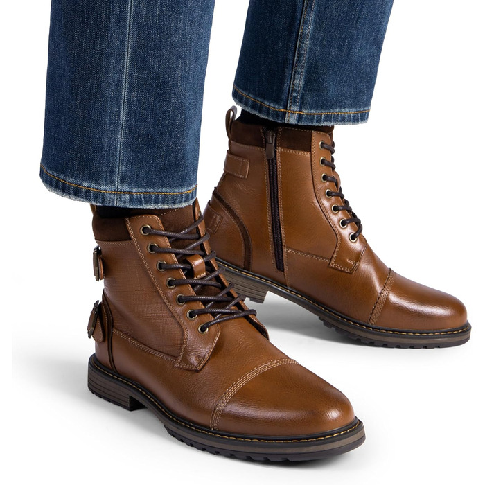 Мотоциклетні черевики Bruno Marc для чоловіків: стильні, з блискавкою, з штучної шкіри, кольору верблюжий (42 EU)