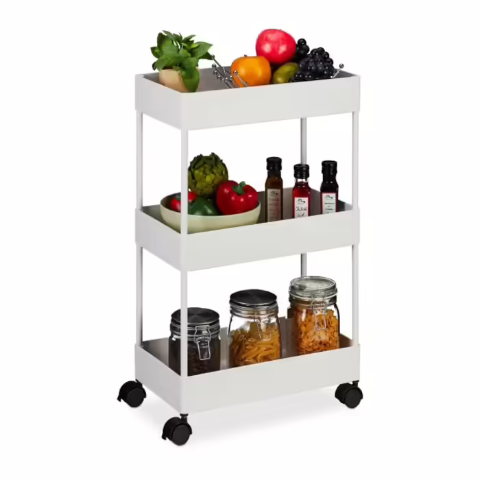 Relaxdays 3-Tier Rolling Cart