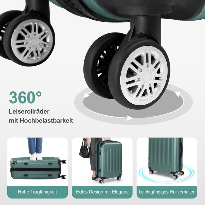 Набір валіз LEADZM 3 шт. з захистом кутів, ABS, телескопічний ручка, ручна поклажа, контрастне кольорове рішення (кремово-білий)