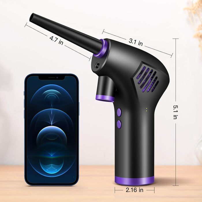 Електричний пилосос Fulluky для чищення ПК, ноутбуків, меблів та авто. Air Duster з акумулятором 15000mAh та LED-ліхтариком