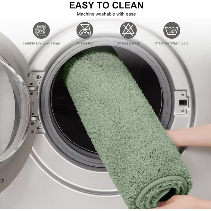 Килимок для ванної кімнати 50x80 см, антиковзаючий, м'який, швидковисихаючий, з високим ворсом, з мікрофібри, для ванни, душу та ванної кімнати (зелений) 80 x 50 см (прямокутний), зелений