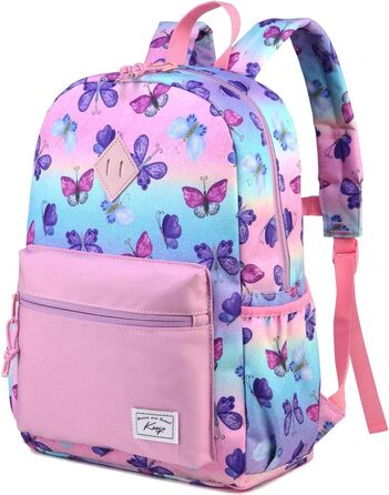Дитячий рюкзак для школи Kinderrucksack: милий рюкзак для дітей 6-8 років (1 клас), водонепроникний, з нагрудним ременем, 13 літрів, 29x12x38 см, з малюнком метелика