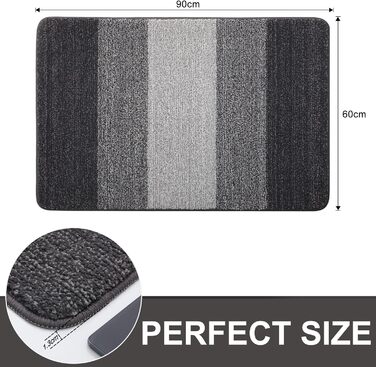Килимок для дому Homaxy, неслизький, машинного прання, міцний, поглинаючий, для собак, вхідних дверей (43 x 76 см, 60x90 см, сірий)