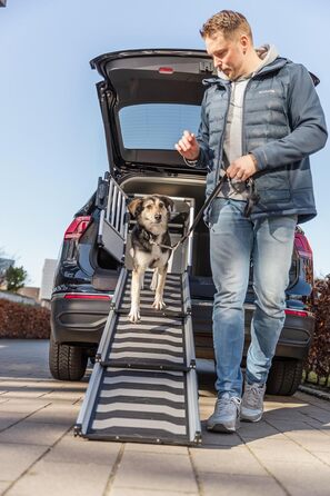 Тріксі переносна клітка для собак, алюміній, срібна, розмір M (53x61x74 см) - стабільна, тиха, з безпечним замком та неслизьким килимком