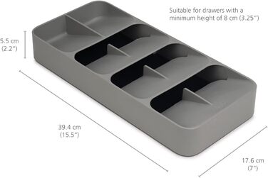 Joseph Joseph Drawer Store – великий органайзер для столових приборів, 8 відділень, на 48 предметів, сірий
