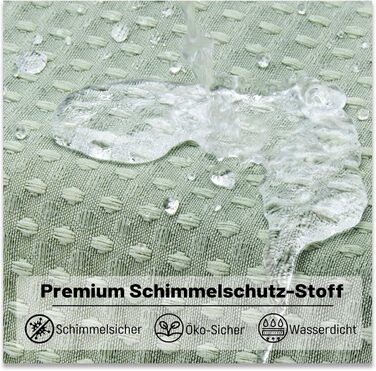 Шторка для душу BTTN вафельна, 180x200 см, антигрибкова, важка, водонепроникна, текстильна, з 12 гачками, зелена