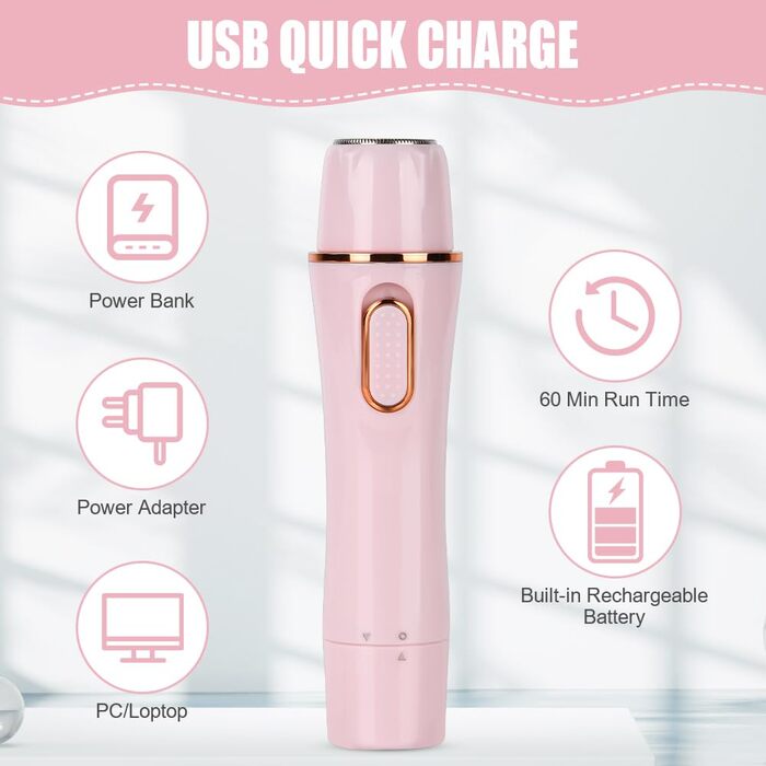 Електричний жіночий тример ACWOO 4-в-1 для обличчя, носа, під пахвами, в зоні бікіні та інтимній зоні, USB-зарядка (F-світлороже)