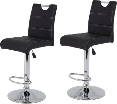 Miranda Bar Stool - Adjustable Height, 360° Swivel, Faux Leather - Black