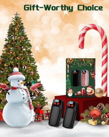 Електричні грілки для рук 2 шт. з LED-дисплеєм та 5 рівнями нагріву, USB-C, ідеальні для гольфу, кемпінгу, походів, зимових видів спорту, чорні