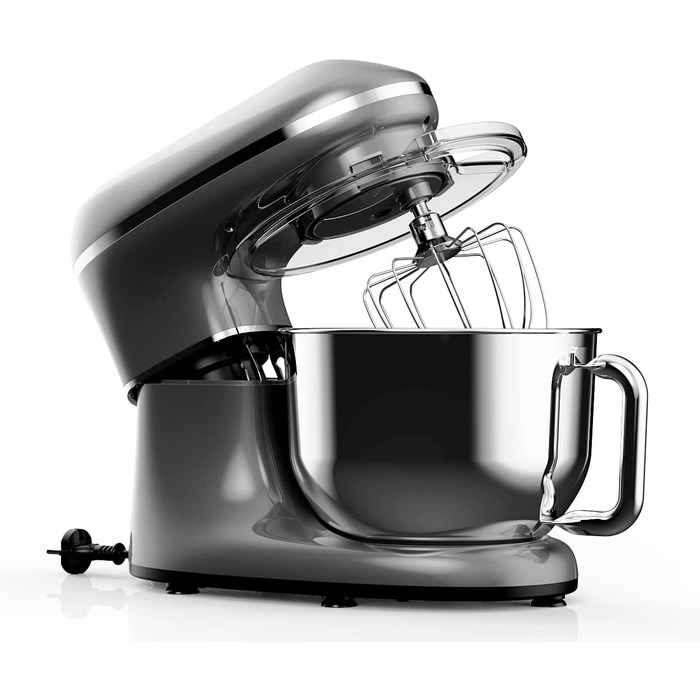 Fentic 2000W Stand Mixer - Stainless Steel Bowl (6.2L) - Kitchen Machine with Dough Hook, Beater, Whisk & Splash Guard - Includes Accessories - Anthracite