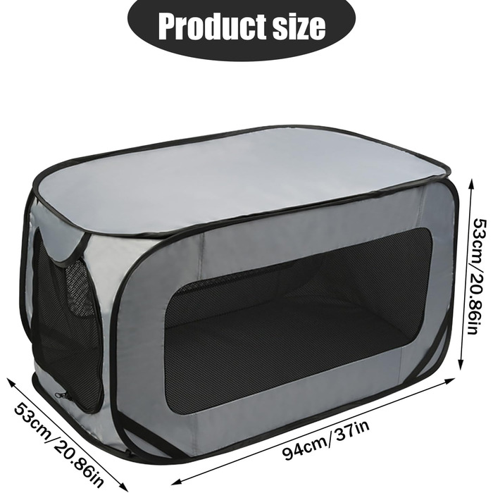 Транспортна переноска для собак та котів, складана Pop-Up, сіра. Міцна переноска з оксфордської тканини, до 29.5 кг