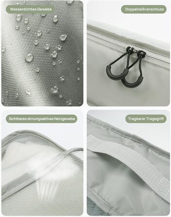 Органайзери для валізи Packing Cubes, 8 шт., сірі - дорожній набір для подорожей, водонепроникні, з косметичкою