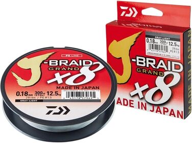 Плетена рибальська волосінь Daiwa J-Braid Grand 10/100, 270 м, сіра