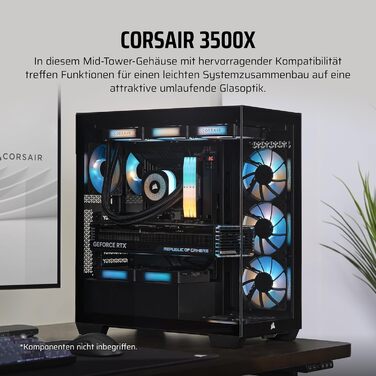 Корпус ПК CORSAIR 3500X Mid-Tower ATX з панорамним склом, підтримка перевернутої схеми материнської плати, 3 вентилятори CORSAIR RS120, білий колір