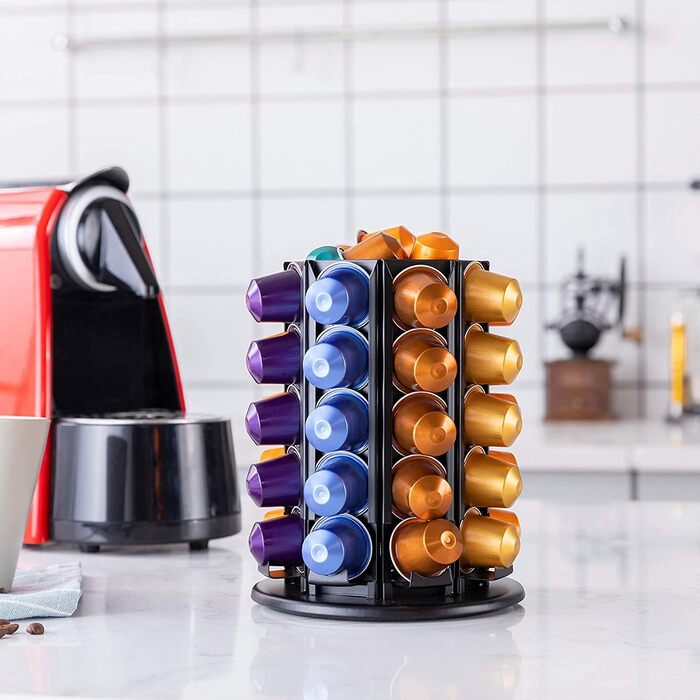 Тримач для капсул кави Bagoo Nespresso з обертанням на 360° та додатковим відсіком для капсул (40+)