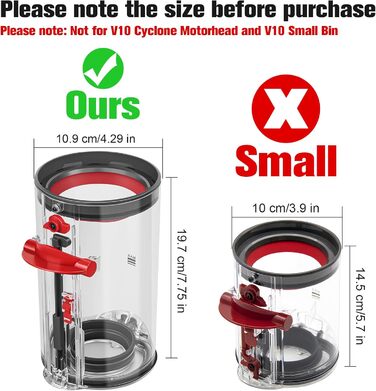 Dyson V10/V12/V13/V27 Replacement Dust Bin - Compatible with Dyson V10, SV12, SV13, SV27 - Part Number 969509-01
