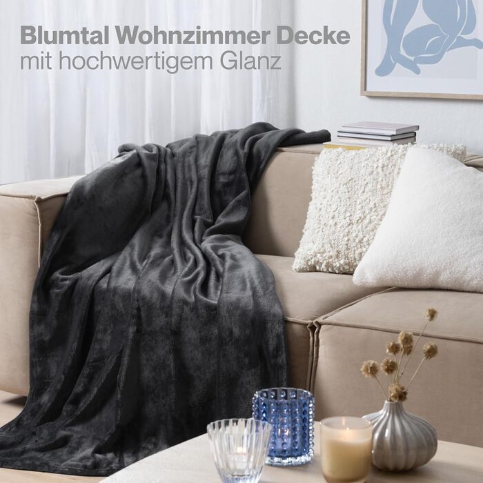 М'яка ковдра Blumtal Kuscheldecke: флісова ковдра 150x200 см, сертифікат Oeko-TEX, для дому та відпочинку, колір антрацит
