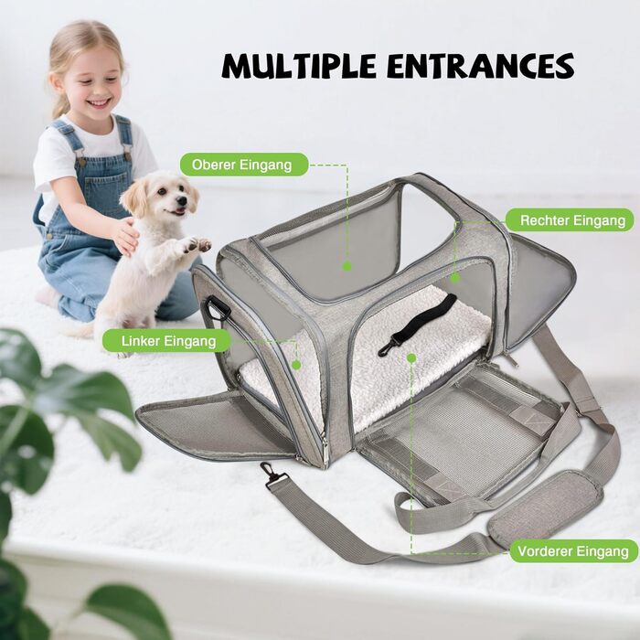 Транслювач для собак та котів ALLSOPETS, складаний, м'який, сірий, для подорожей, походів, кемпінгу