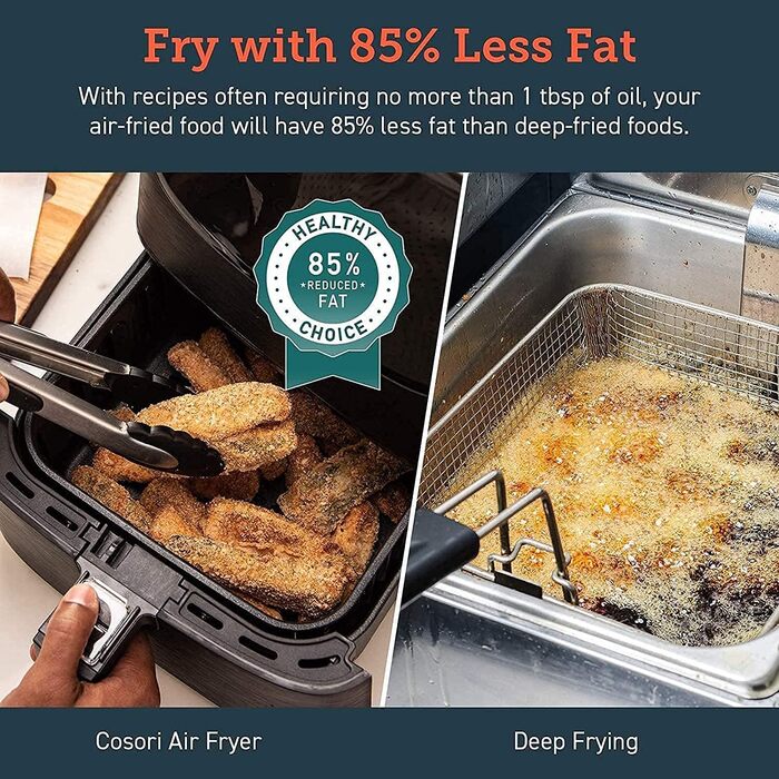 COSORI Air Fryer 5.5L XXL Air Fryer, Hot Air Fryer, Oil-Free Fryer, Airfryer with Digital LED Touchscreen, 11 Programs, Preheating & Keep Warm, Shake Mode, 100 Recipes in German, 1700W 5.5L Black+Colorful