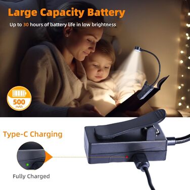 KunHe Лампа для читання на ліжку з USB зарядкою - 3 режими освітлення та 3 рівні яскравості, легка та компактна