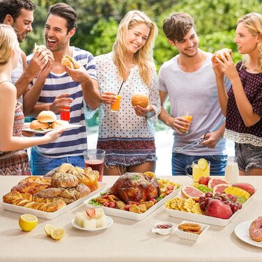 Сервірувальне блюдо Lifewit з пластику, 36,7 x 2 см, велике, набір, BPA-free, багаторазове, для буфетів, свят, пікніків, сніданків та закусок, білий (3)