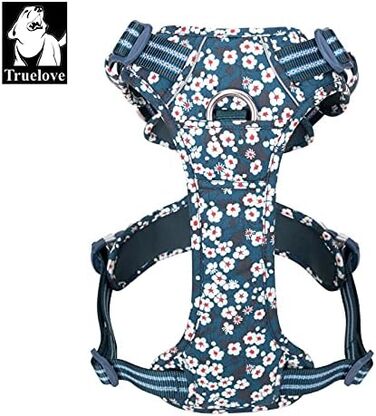 Шлейка для собак WINHYEPET Truelove No-Pull, бавовняна, дихаюча, світловідбиваюча, регульована, для маленьких та середніх собак і котів, TLH5655 (XS, Саксонія Блакитний)